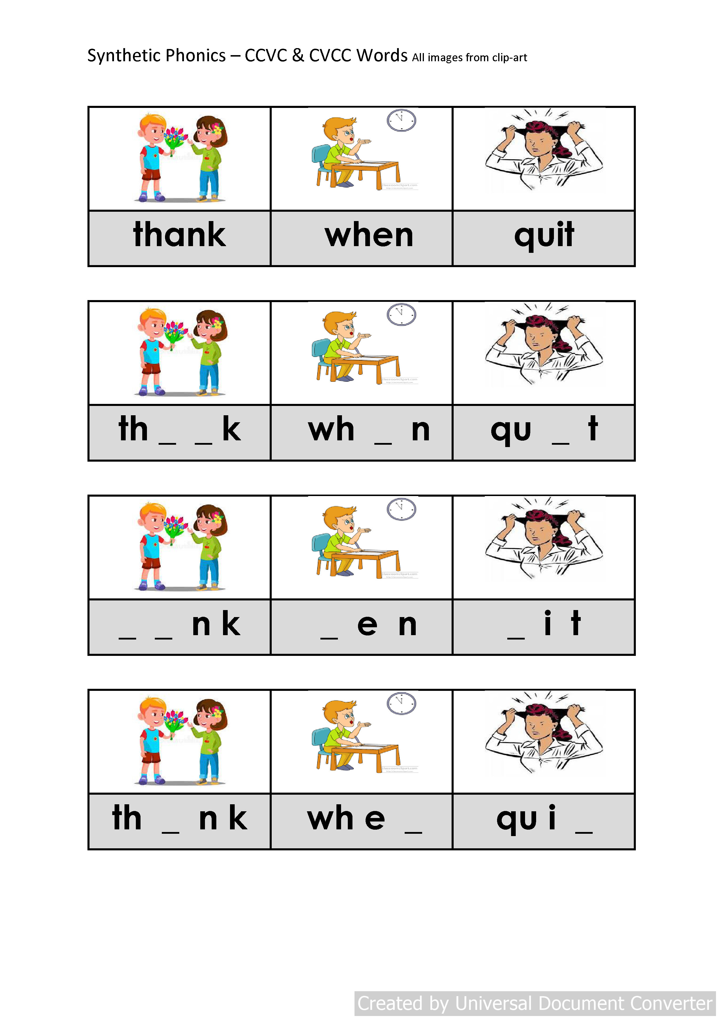 Phonics Activities Cccvc Words